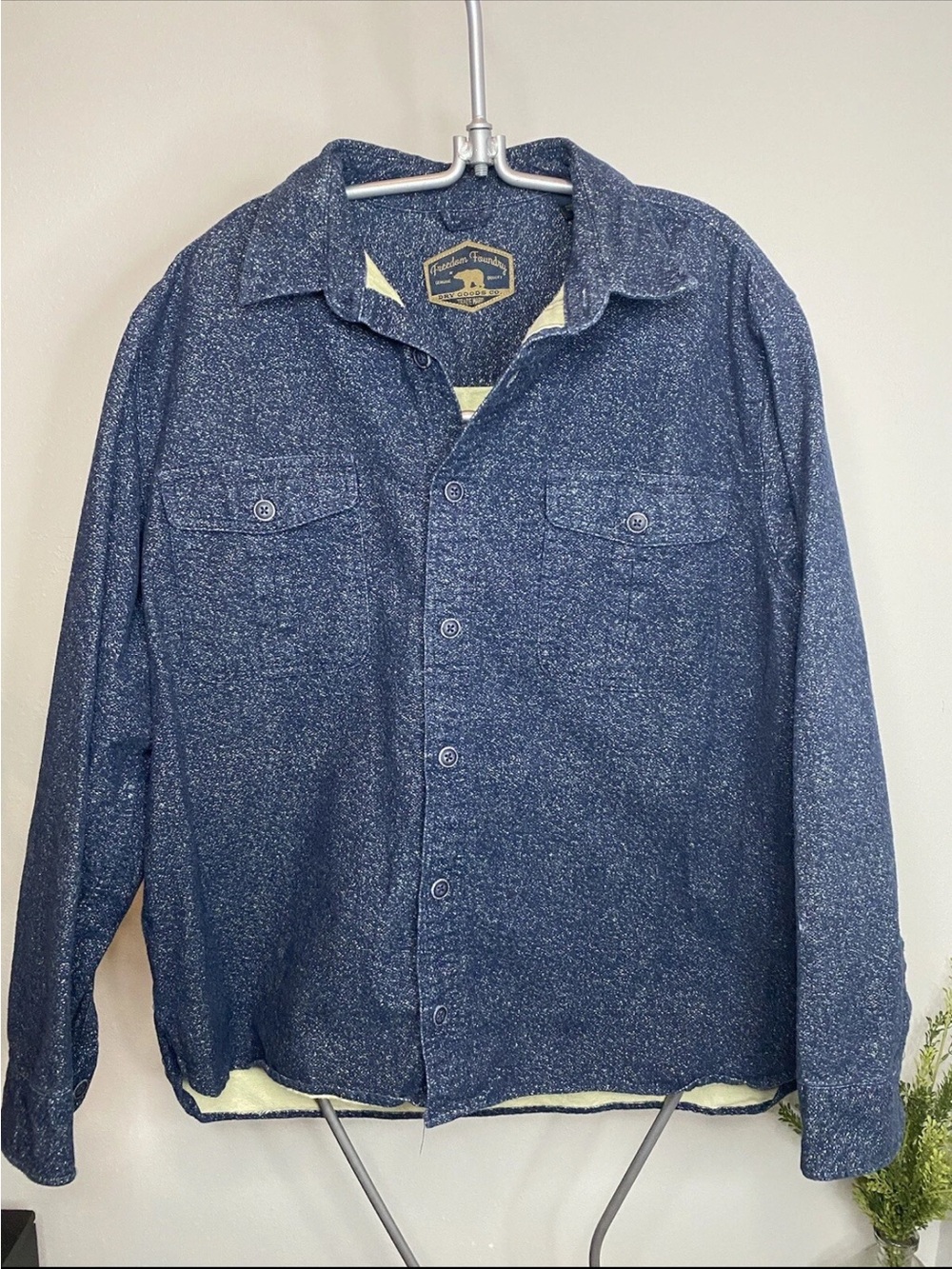 Founders Threads Men's Navy Button-Down Casual Thick Long Sleeve